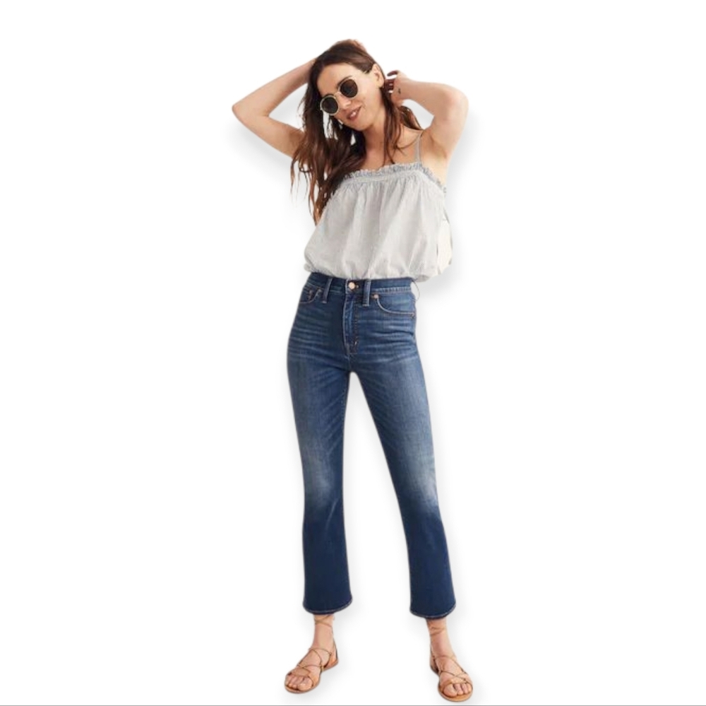 Madewell Indigo Cali-Demi Boot Preppy Beach Festival Denim Jeans Womens